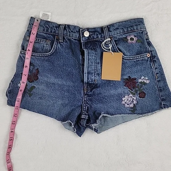 Reformation Jeans Charlie High Rise Embroidered Jean Shorts New With Tags - Picture 6 of 16